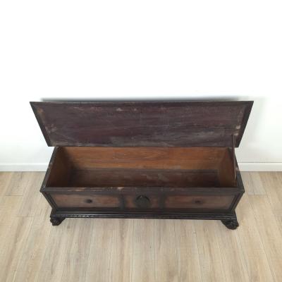 18th or 17th Century Italian Walnut Dowry Chest or Cassone