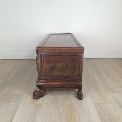 18th or 17th Century Italian Walnut Dowry Chest or Cassone