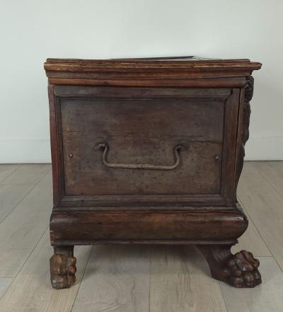 18th or 17th Century Italian Walnut Dowry Chest or Cassone