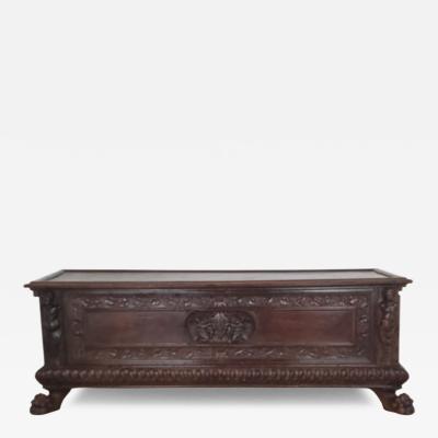 18th or 17th Century Italian Walnut Dowry Chest or Cassone