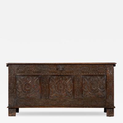 18thC English Carved Oak Coffer