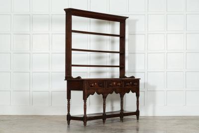 18thC English George II Oak Potboard Dresser