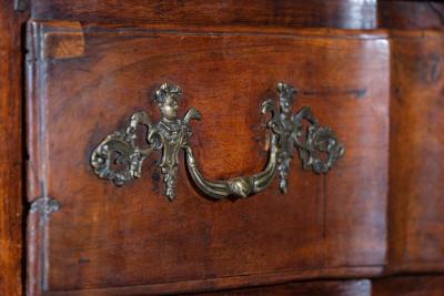 18thC French Walnut Bombe Chest Commode