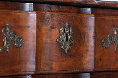 18thC French Walnut Bombe Chest Commode