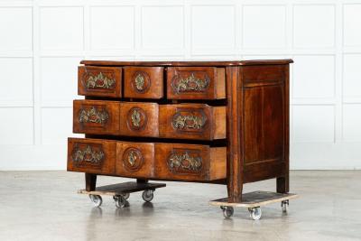 18thC Provincial Louis XV Fruitwood Serpentine Commode