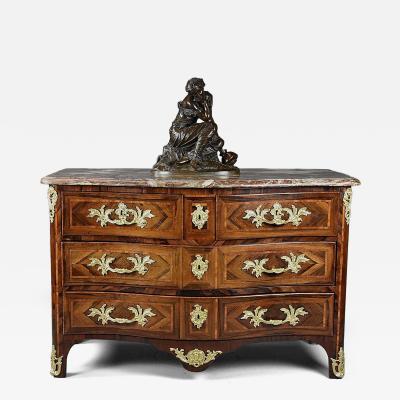 18thc French R gence rosewood serpentine commode with marble top