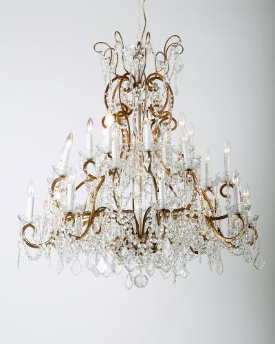 19 Arms Lights Vintage French Crystal Chandelier