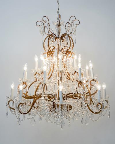 19 Arms Lights Vintage French Crystal Chandelier