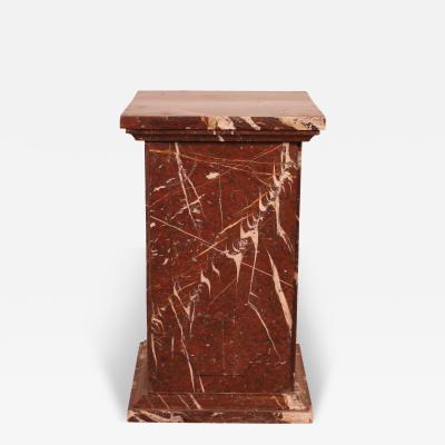 19 Century Pedestal In Royal Red Marble