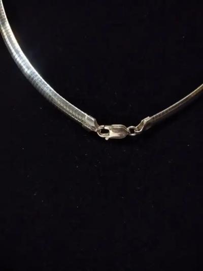 19 Sterling Silver Wide Omega Link Necklace with Lobster Clasp