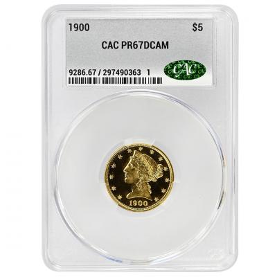 1900 5 Liberty Head CACG PR67DCAM