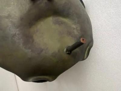 1900 Art Nouveau Patinated Bronze Fruit Basket Japanese Crane And Water Lilies