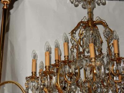 1900 Bronze Cage Chandelier 10 Arms 21 Bulbs