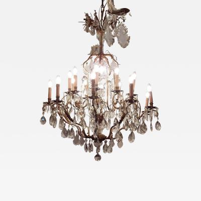 1900 Bronze Cage Chandelier 10 Arms 21 Bulbs