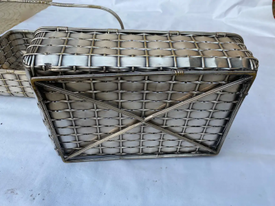 1900 Pair of Presentation Baskets in Silvered Metal from Parisian Palace