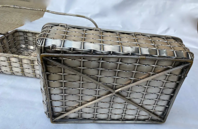 1900 Pair of Presentation Baskets in Silvered Metal from Parisian Palace