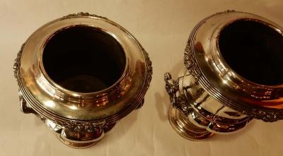 1900 Pair of Silver Metal Refreshers in the Style of Napoleon 3