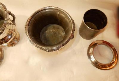 1900 Pair of Silver Metal Refreshers in the Style of Napoleon 3