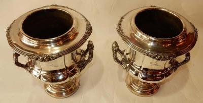 1900 Pair of Silver Metal Refreshers in the Style of Napoleon 3