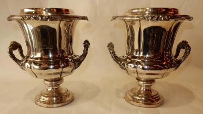 1900 Pair of Silver Metal Refreshers in the Style of Napoleon 3