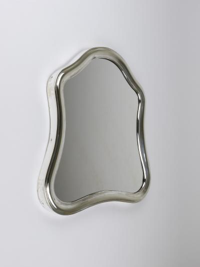 1900s Antique Viennese Scalloped Silver Wall Mirror Austria ca 1900