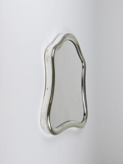 1900s Antique Viennese Scalloped Silver Wall Mirror Austria ca 1900