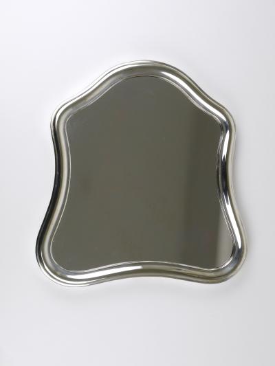 1900s Antique Viennese Scalloped Silver Wall Mirror Austria ca 1900
