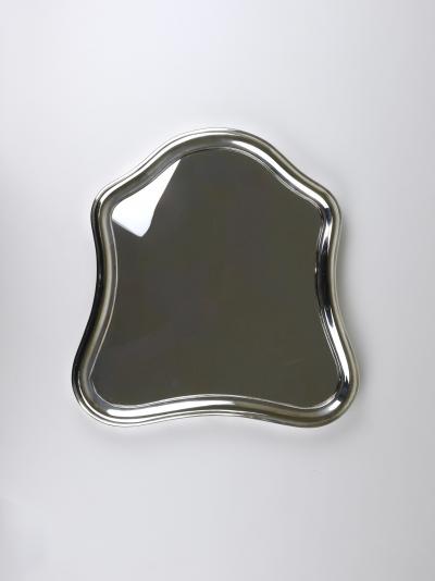1900s Antique Viennese Scalloped Silver Wall Mirror Austria ca 1900
