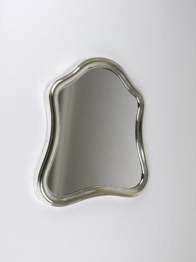 1900s Antique Viennese Scalloped Silver Wall Mirror Austria ca 1900