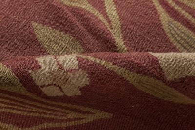 1900s Bessarabian Burgundy Brown and Beige Handmade Wool Rug