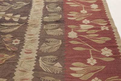 1900s Bessarabian Burgundy Brown and Beige Handmade Wool Rug