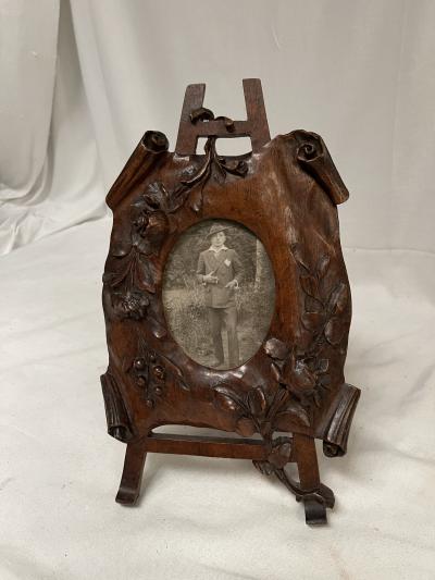 1900s Carved pear wood picture frame