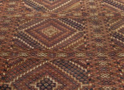 1900s Caucasian Handmade Wool Rug in Beige Blue Brown and Red