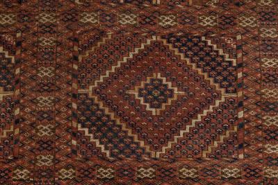 1900s Caucasian Handmade Wool Rug in Beige Blue Brown and Red