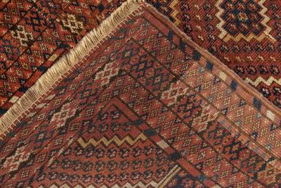 1900s Caucasian Handmade Wool Rug in Beige Blue Brown and Red