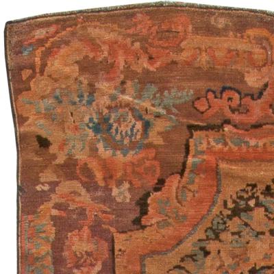 1900s Caucasian Karabagh Handmade Wool Carpet in Red Orange and Brown