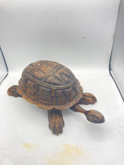1900s D corative Carved wood turtle boxe