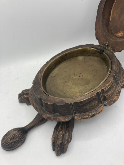 1900s D corative Carved wood turtle boxe
