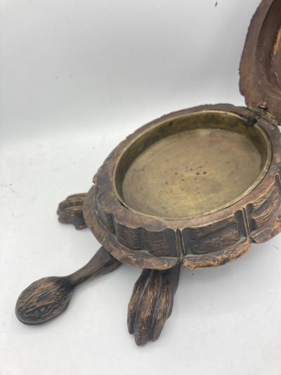 1900s D corative Carved wood turtle boxe