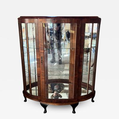 1900s European Art Deco Vitrine Display Cabinet Exotic Wood