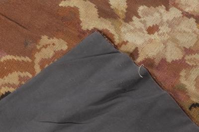 1900s French Aubusson Floral Beige Black Brown Pink Wool Rug