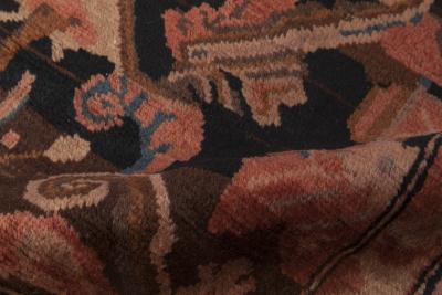 1900s Karabagh Botanic Brown and Pink Handmade Wool Carpet