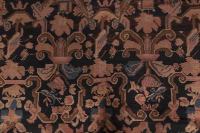 1900s Karabagh Botanic Brown and Pink Handmade Wool Carpet