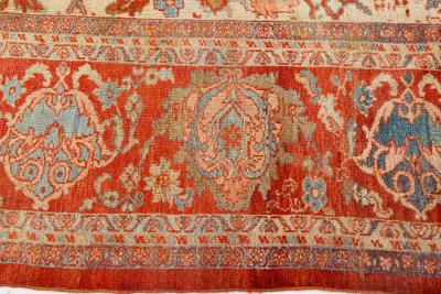 1900s Persian Sultanabad Beige Blue Brown Pink and Red Rug Size Adjusted 