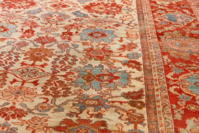 1900s Persian Sultanabad Beige Blue Brown Pink and Red Rug Size Adjusted 