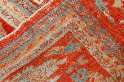 1900s Persian Sultanabad Beige Blue Brown Pink and Red Rug Size Adjusted 