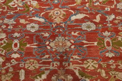 1900s Persian Sultanabad Red White and Blue Handwoven Wool Rug