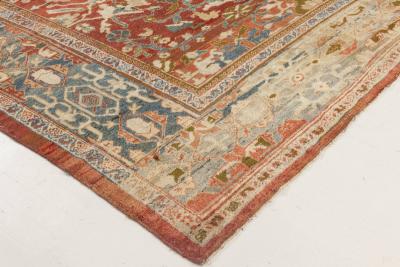 1900s Persian Sultanabad Red White and Blue Handwoven Wool Rug