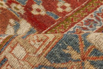 1900s Persian Sultanabad Red White and Blue Handwoven Wool Rug