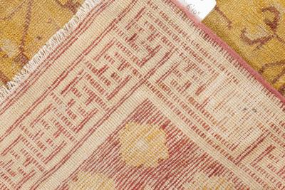 1900s Samarkand Khotan Yellow and Brown Handmade Wool Rug